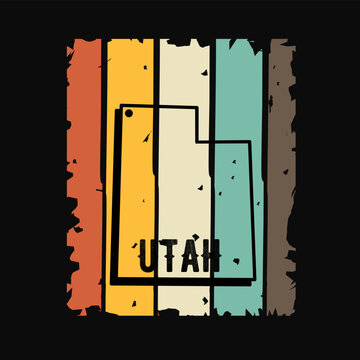 recommend clip art: vector of utah state with vintage style, perfect for print, apparel, etc