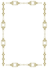 Vintage gold frame with decorative elements in Art Nouveau style. Title page, cover. Version No. 39. Vector illustration