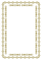 Vintage gold frame with decorative elements in Art Nouveau style. Title page, cover. Version No. 42. Vector illustration