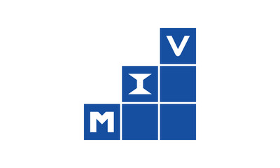 MIV initial letter financial logo design vector template. economics, growth, meter, range, profit, loan, graph, finance, benefits, economic, increase, arrow up, grade, grew up, topper, company, scale