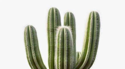 A close up of a cactus plant against a white background. Ideal for botanical or desert-themed designs