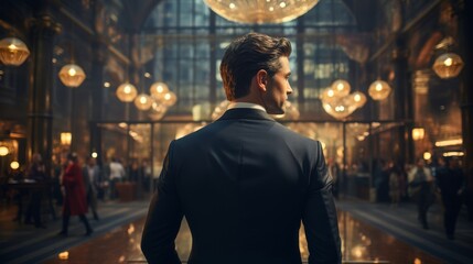 A confident businessman in a sharp suit