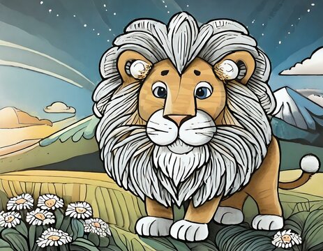 cartoon lion image with white background