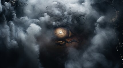 A eyes shrouded in smoke
