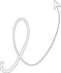 Arrows curve and wavy set. Hand drawn thin line