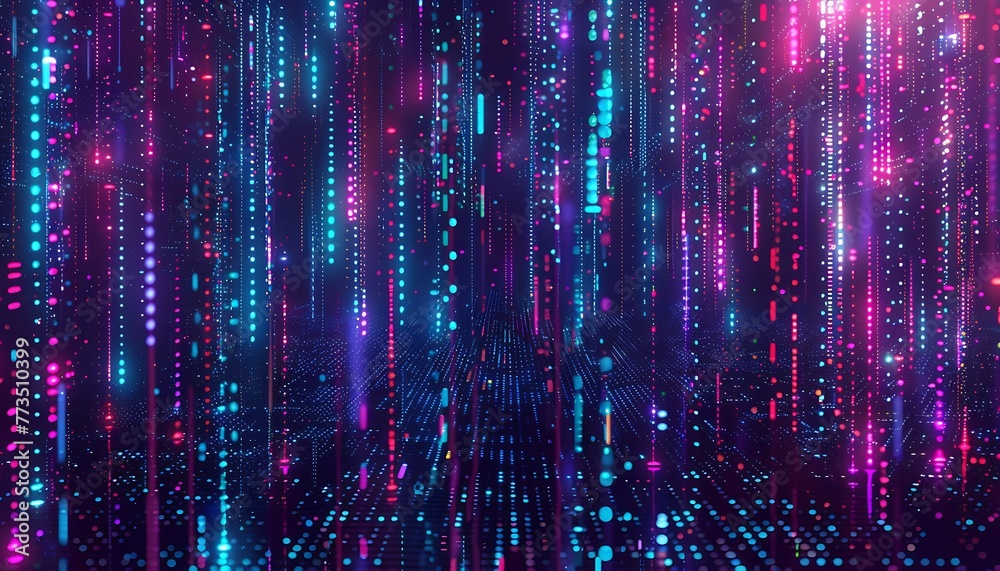 Leinwandbilder immersive visualization of big data flow in matrix-inspired tech environment
