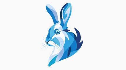 A vector illustration of a rabbit's head, crafted in shades of blue and white, is ideally suited for various branding purposes including logos for businesses, stores, and more - obrazy, fototapety, plakaty