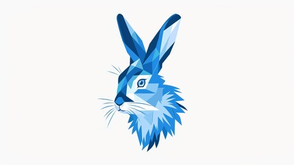 A vector illustration of a rabbit's head, crafted in shades of blue and white, is ideally suited for various branding purposes including logos for businesses, stores, and more - obrazy, fototapety, plakaty