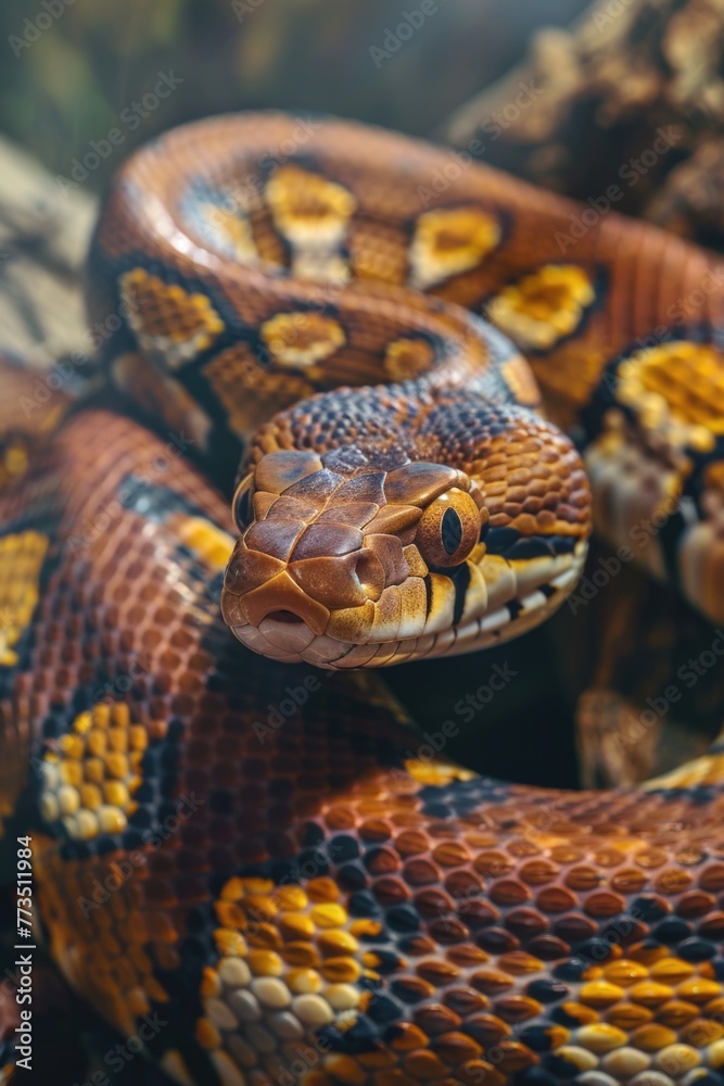 Aufkleber a close up image of a snake on a branch. suitable for nature and wildlife themes