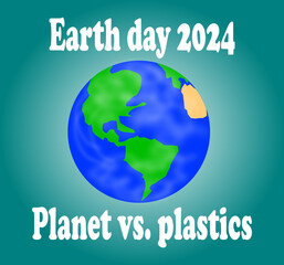 Earth day poster with theme for 2024: planet vs plastic - obrazy, fototapety, plakaty
