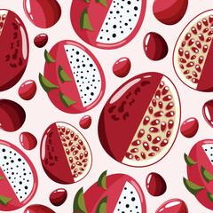 Easter seamless pattern with decorated eggs with garnet, drunk and red eggs for holiday poster, textile or packaging	