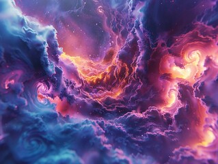 Celestial Archive, cosmic tapestries, alien scripts, discovering lost civilizations, swirling nebulae, 3D render, Silhouette lighting, Chromatic Aberration