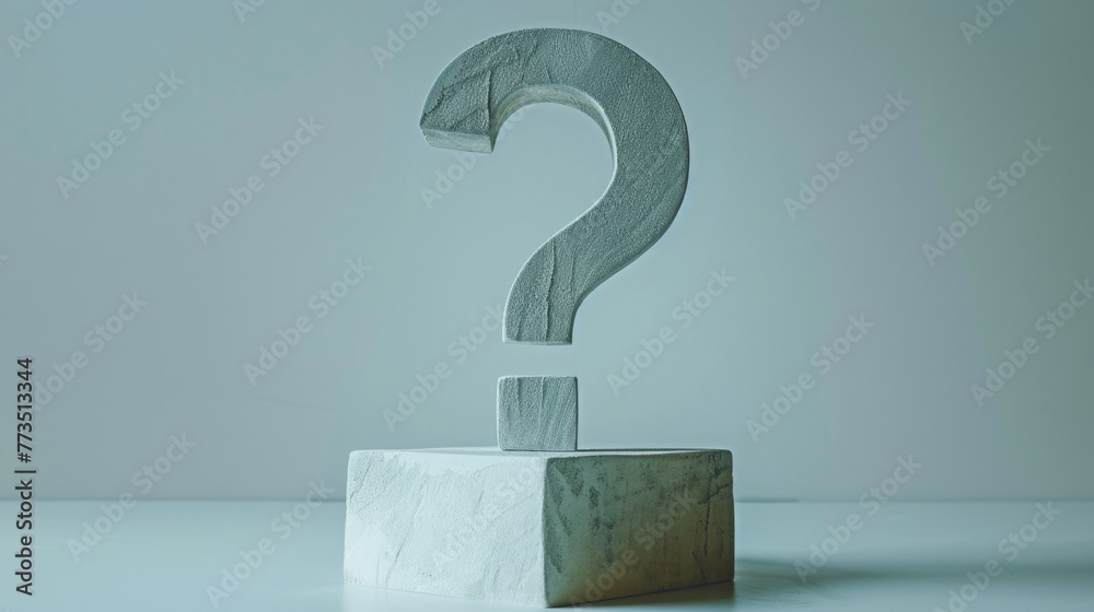Aufkleber a question mark symbol on a concrete block. perfect for business concepts