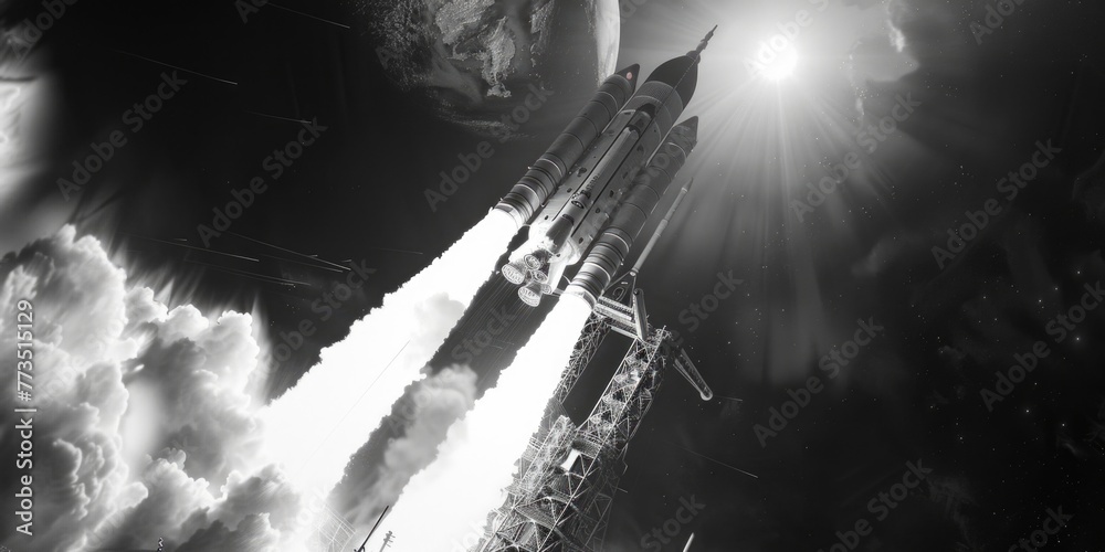 Aufkleber a powerful rocket launching into the sky. perfect for science and technology concepts