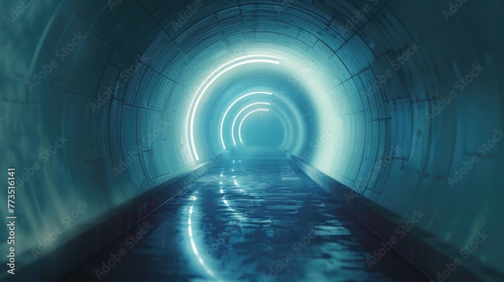 Poster a long tunnel with a light shining at the end. suitable for concepts of hope, success, or overcoming