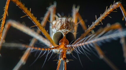 Detailed shot of a mosquitos maxillae revealing their long slender shape and delicate branching ends. - obrazy, fototapety, plakaty