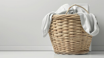 Basket and Washing Machine on White Surface