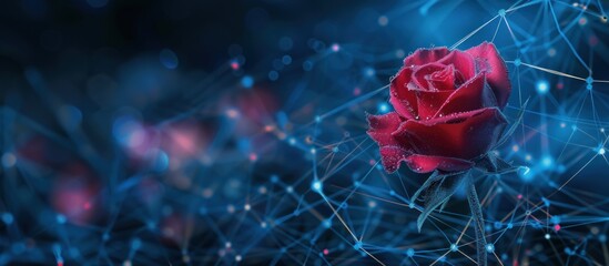 Futuristic and abstract blooming red rose flower background