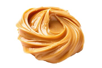 Close up of creamy peanut butter frosting on a white surface, ideal for food and dessert concepts - obrazy, fototapety, plakaty