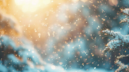 A gently blurred snow background, capturing the peaceful and magical essence of a winter wonderland. - obrazy, fototapety, plakaty