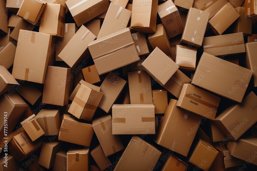 Aufkleber a pile of cardboard boxes stacked on top of each other. suitable for packaging and storage concepts