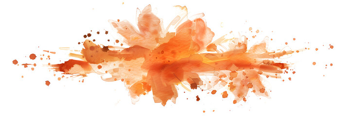 Rusty orange watercolor bloom splash on transparent background. - obrazy, fototapety, plakaty