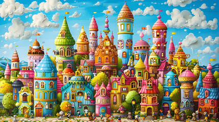 illustration of a children's storybook town