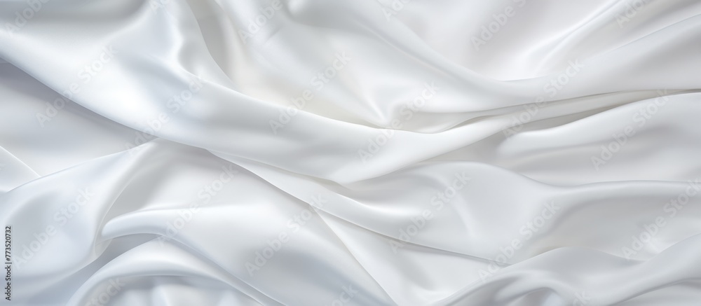 Poster a close up of a white fabric featuring a vast array of intricate folds creating a textured pattern
