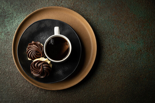 Cup of coffee & chocolate  cookies 