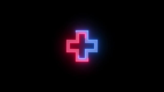 Neon D pad icon blue red color glowing animation black background
