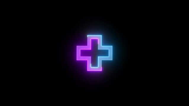 Neon D pad icon cyan purple color glowing animation black background