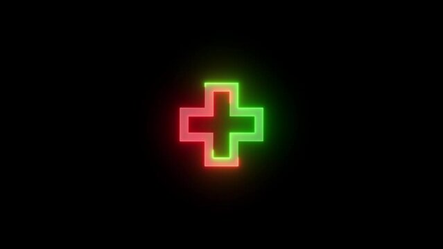 Neon D pad icon green red color glowing animation black background