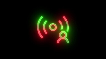 Neon user APN icon green red color glowing animation black background