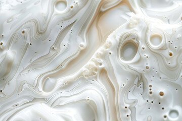 A mesmerizing close-up of a milk abstract background, showcasing intricate patterns and subtle variations.
