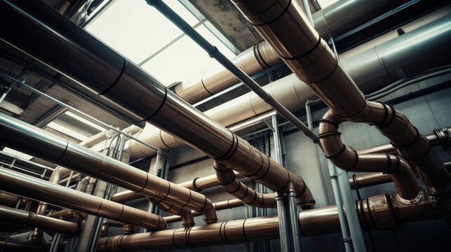  Industrial Pipes in a Building 