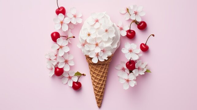  Cherry tree blossom ice cream waffle cone