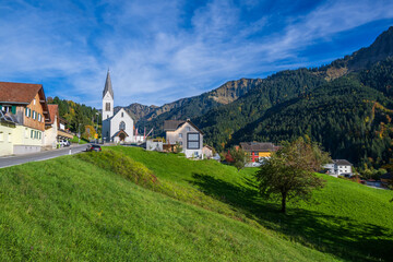 Fototapeta na wymiar Village of Laterns in the Laternsertal, State of Vorarlberg, Austria