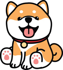 Cute shiba inu dog sitting cartoon, vector illustration