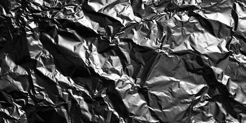 Crumpled foil close-up. Macro shooting of mashed metal paper. Silver background texture. Abstract...