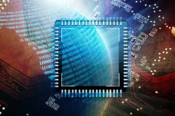 Concept AI technology,  digital chip on circuit board