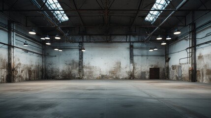 Empty industrial space interior. - obrazy, fototapety, plakaty