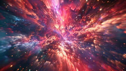 The infinite reaches of space are alive with a dynamic dance of colorful explosions and swirling nebulae. - obrazy, fototapety, plakaty