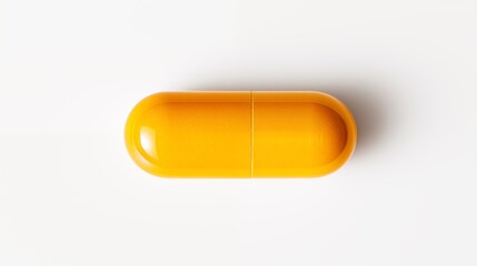Yellow isolated pill.  Capsule on white background. Pharmaceutical medical concept - obrazy, fototapety, plakaty