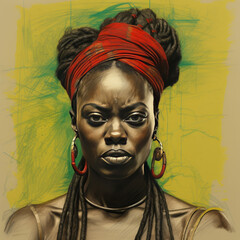 Sketch of strong african woman