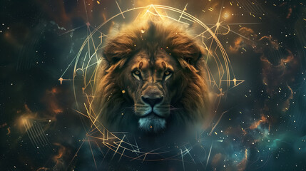 Naklejka premium Modern Illustration of a Lion, design solution for a poster