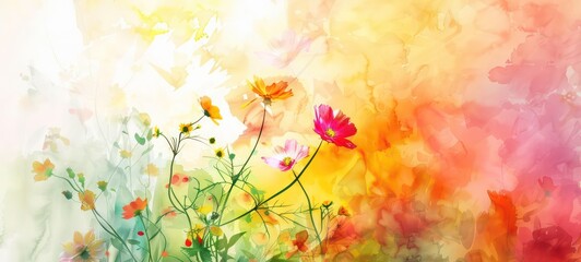 Obraz na płótnie Canvas Modern abstract art. Watercolor floral illustration. Golden elements, watercolor painting, children's wallpaper. Hand drawn plants. Tropical, flowers. leaf. Prints, wallpapers, posters, cards, murals