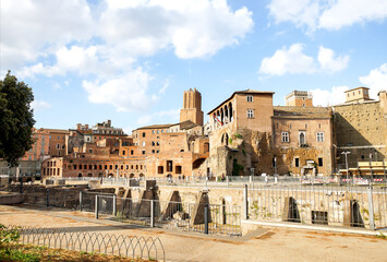 Fototapeta premium Architectural Ruins of The Forum of Augustus (Foro di Augusto) in Rome, Lazio Province, Italy.