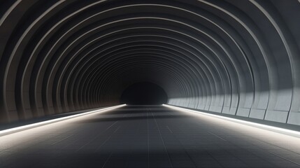 3D Architectural Rendering of tunnel on highway with empty asphalt road