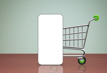 Blank screen smartphone. Online shopping