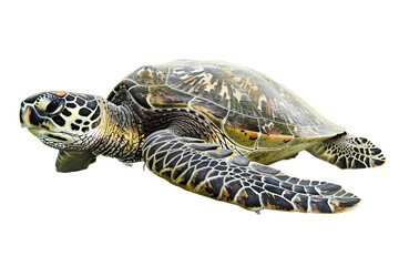 Obraz premium a serene sea turtle isolated on a white background, highlighting its graceful movements and ancient wisdom PNG